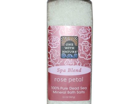 ONE WITH NATURE - Dead Sea Mineral Bath Salts Rose Petal  - 32 oz. (907 g) For Discount