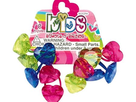 SHALOM - Kids Bundle O  Braids Heart Twin Bead Ponyholders - 6 Pack Fashion