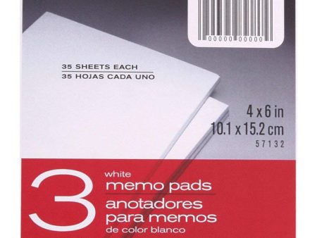 MEAD - Memo Pads White 4  x 6  3 Memo Pads - 3 x 35 Sheet Memo Pads For Cheap