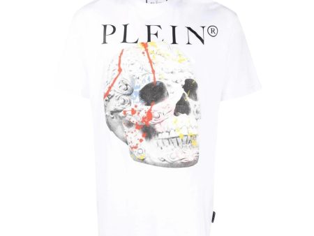 Philipp Plein Skull Print Logo White T-Shirt Discount