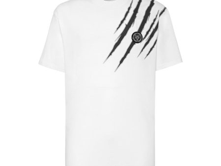 Plein Sport Tiger Scratch Print White T-Shirt For Discount