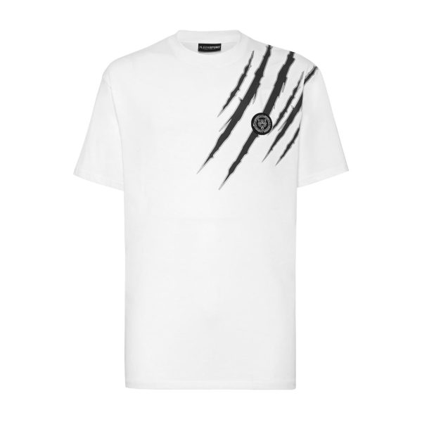 Plein Sport Tiger Scratch Print White T-Shirt For Discount