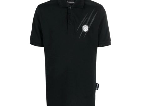 Plein Sport Tiger Scratch Print Black Polo Shirt Cheap