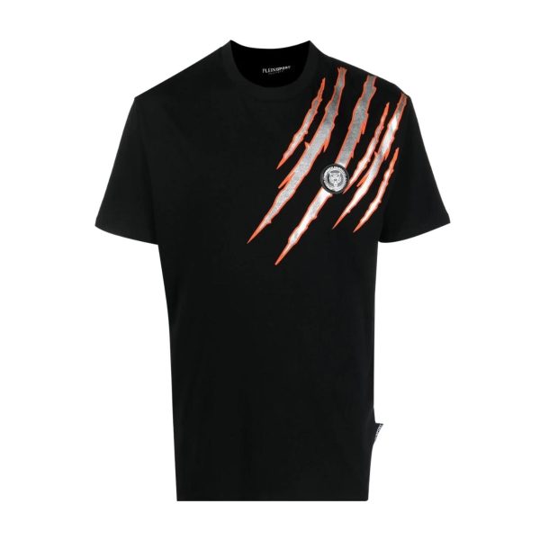 Plein Sport Tiger Scratch Print Black T-Shirt Cheap