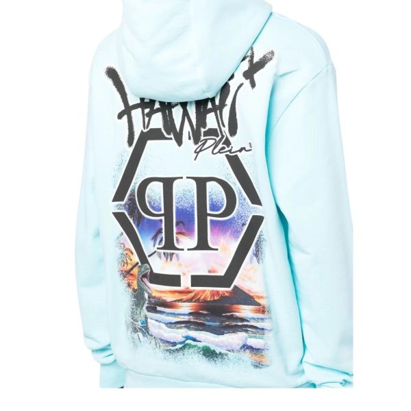 Philipp Plein Hawaii Light Blue Hoodie Cheap