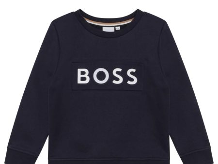 BOSS Baby Logo Navy Sweatshirt Cheap