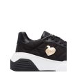 Love Moschino Gold Love Heart Plaque Black Trainers Discount