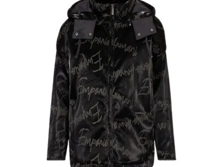 Emporio Armani All-Over Logo Black Vinyl Jacket Cheap