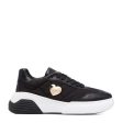 Love Moschino Gold Love Heart Plaque Black Trainers Discount