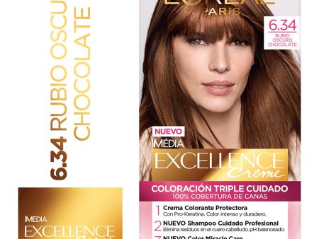 Tinte Excellence Creme 6.34 Rubio Oscuro Chocolate Online