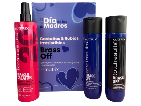 Pack día de la Madre Brass Off Shampoo 300ml, Acondicionador 300ml y Miracle Creator 400ml Matrix Discount