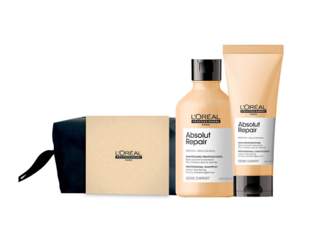 Pack Shampoo Absolut Repair Gold Quinoa 300 ML + Acondicionador Absolut Repair Gold Quinoa 200 ML + Estuche Supply